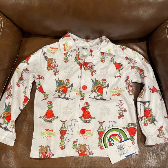 Dr. Seuss How The Grinch Stole Christmas Flannel Pajama Set Size 4 BRAND NEW! - Picture 2 of 5